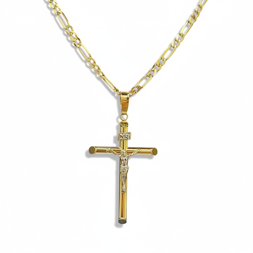 Dije Cristo en Cruz Tubular Oro 10K