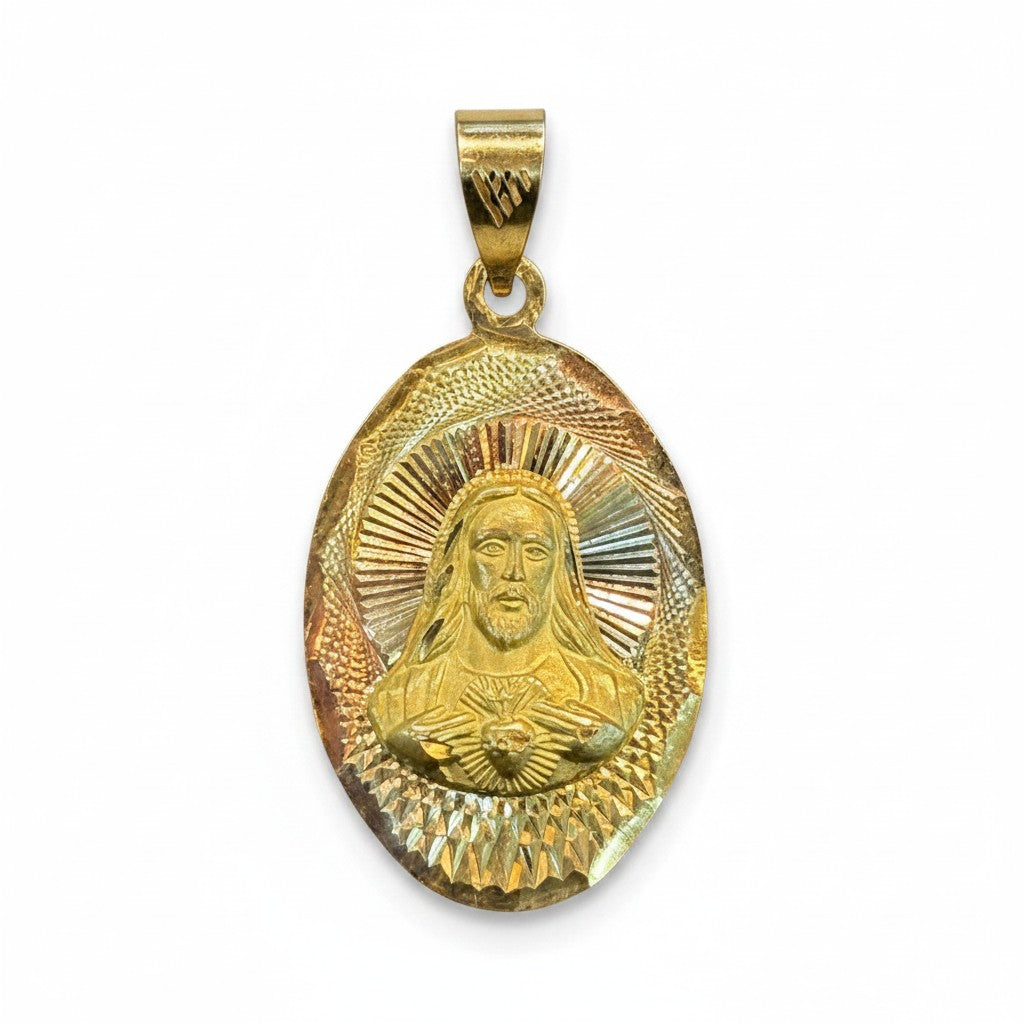 Medalla Sagrado Corazón de Jesús Diamantada – Oro 10K