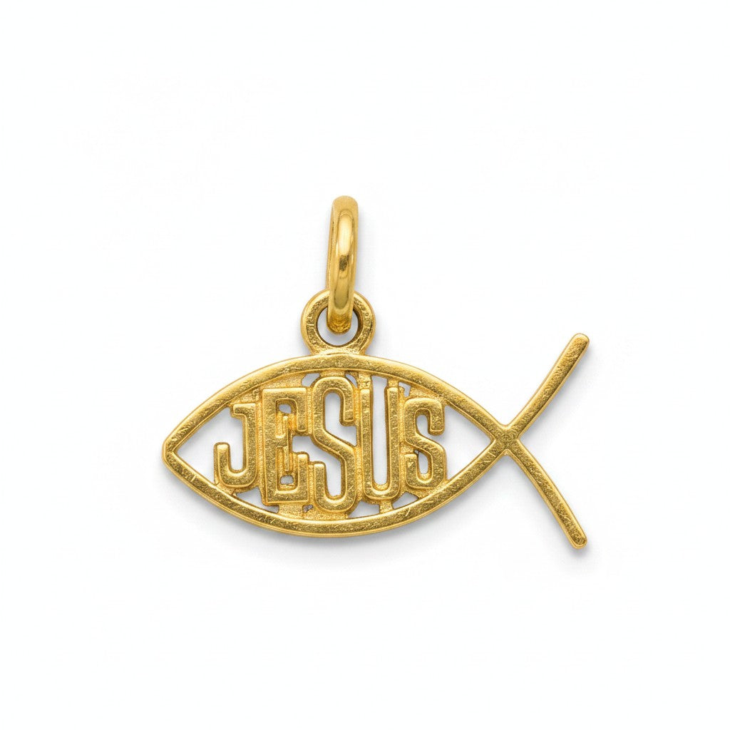 Dije Pez Cristiano con Símbolo IHS – Oro 10K