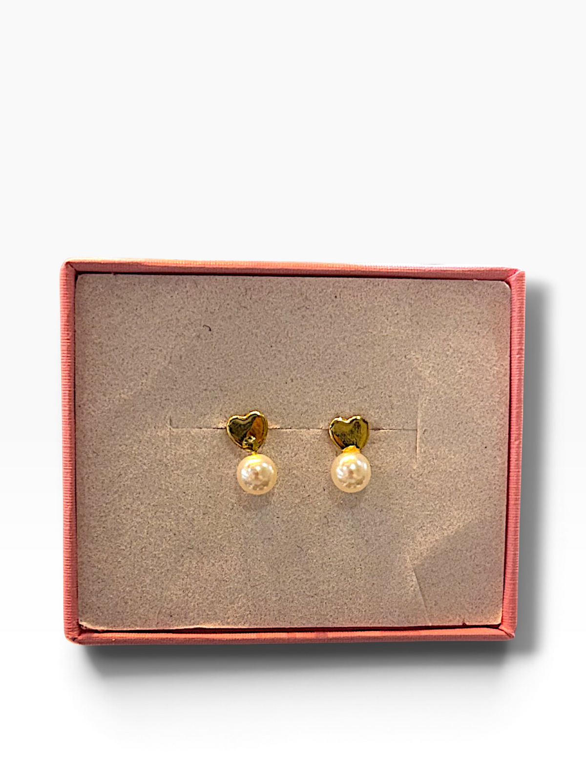 Broqueles Corazón con Perla Oro 10K