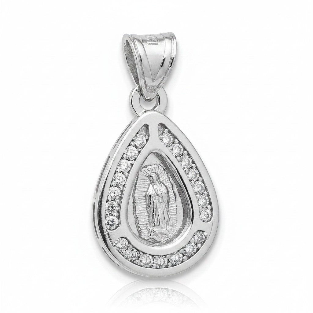 Medalla de Bautizo Virgen de Guadalupe Gota – Plata .925