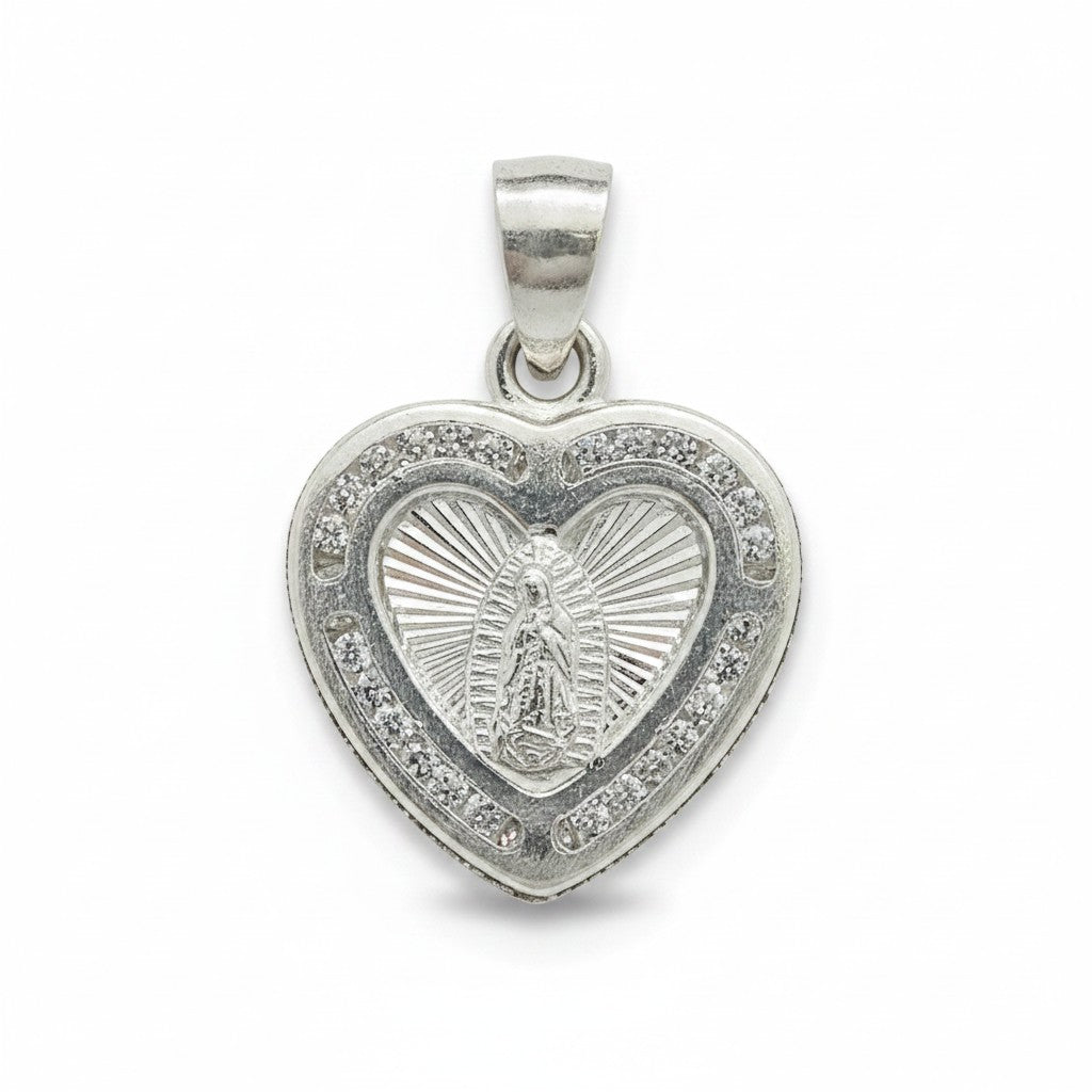 Medalla de Bautizo Virgen de Guadalupe Corazón – Plata .925