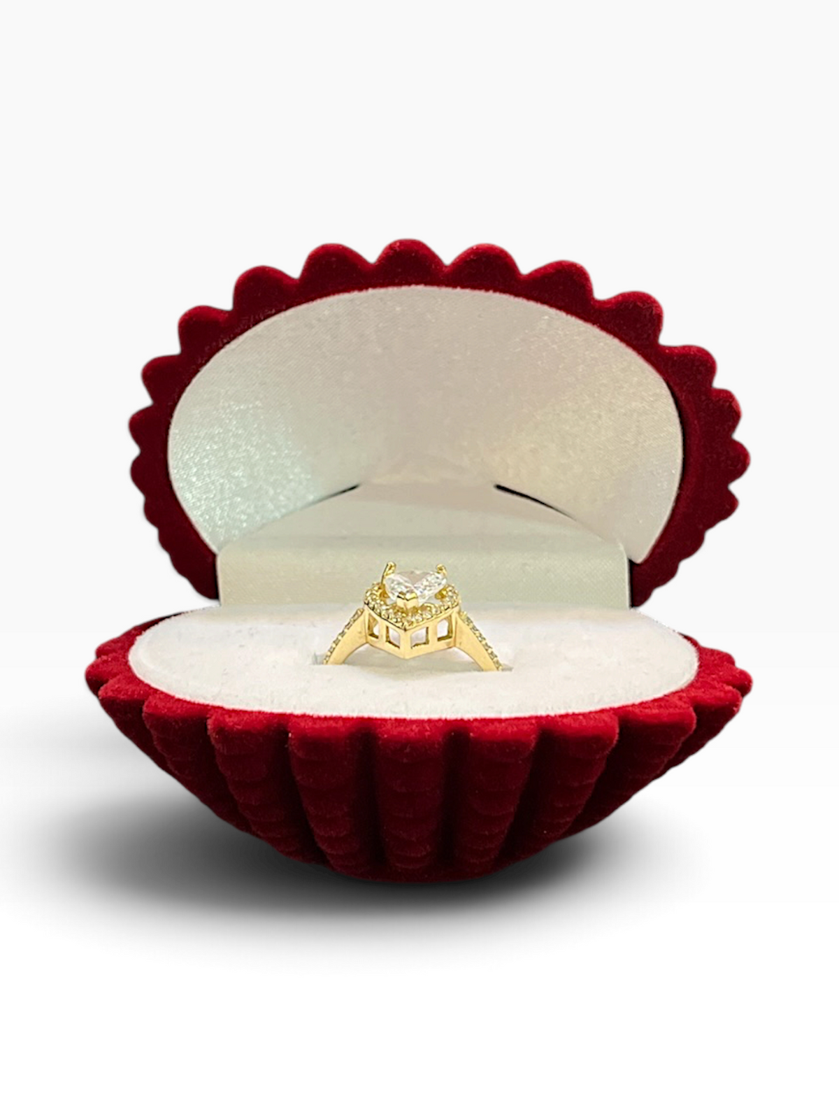 Estuche de Almeja Roja para Anillo