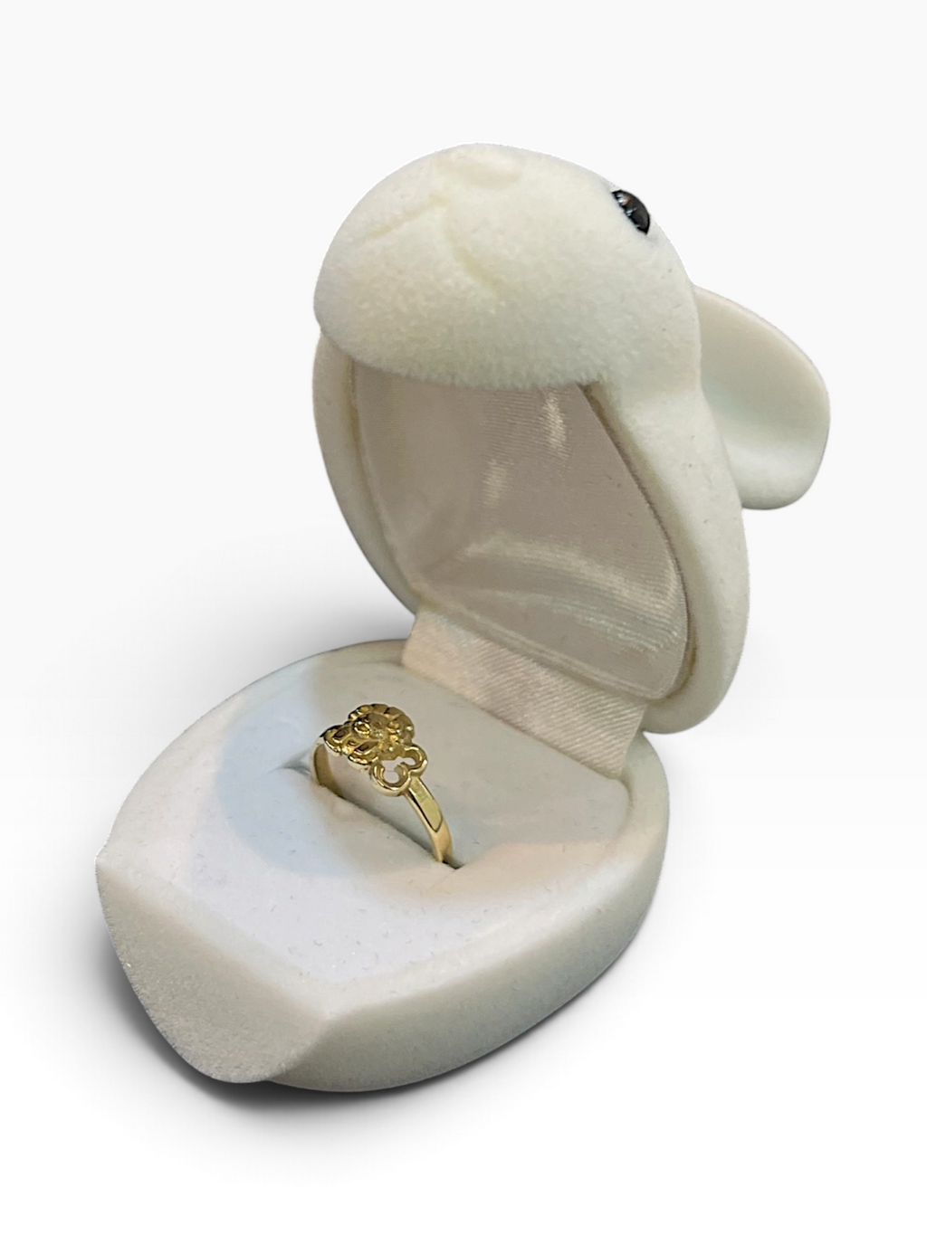 Estuche de Conejito Marfil para Anillo