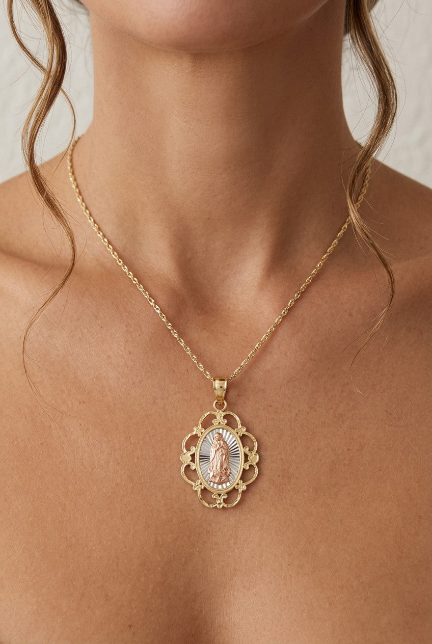Dije Calado Virgen de Guadalupe – Oro 10K