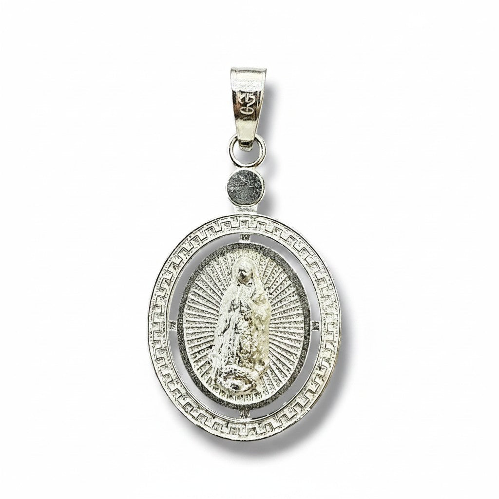 Dije Redondo Calado Virgen de Guadalupe – Plata .925
