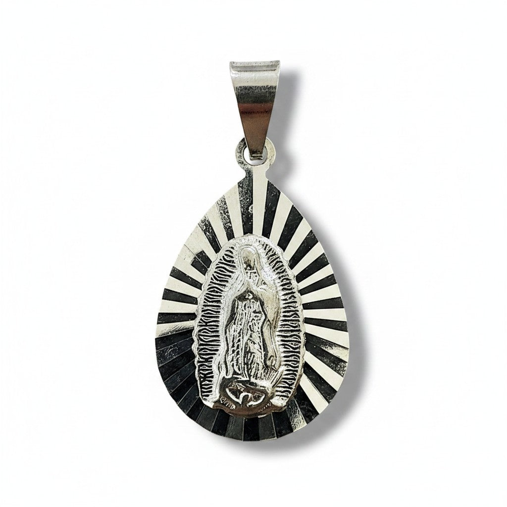 Dije Gota Virgen de Guadalupe Facetado – Plata .925