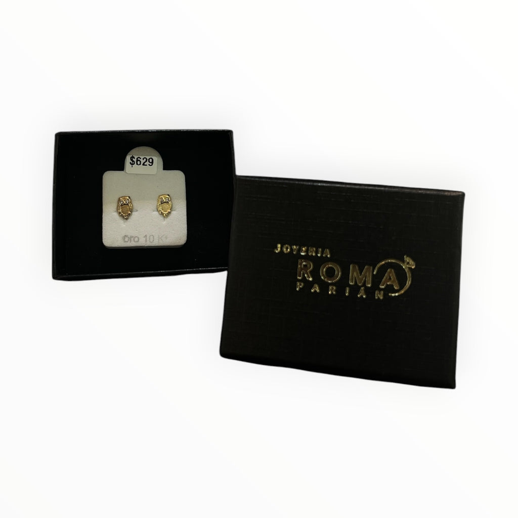 Broqueles Búho con Zirconias Oro 10K