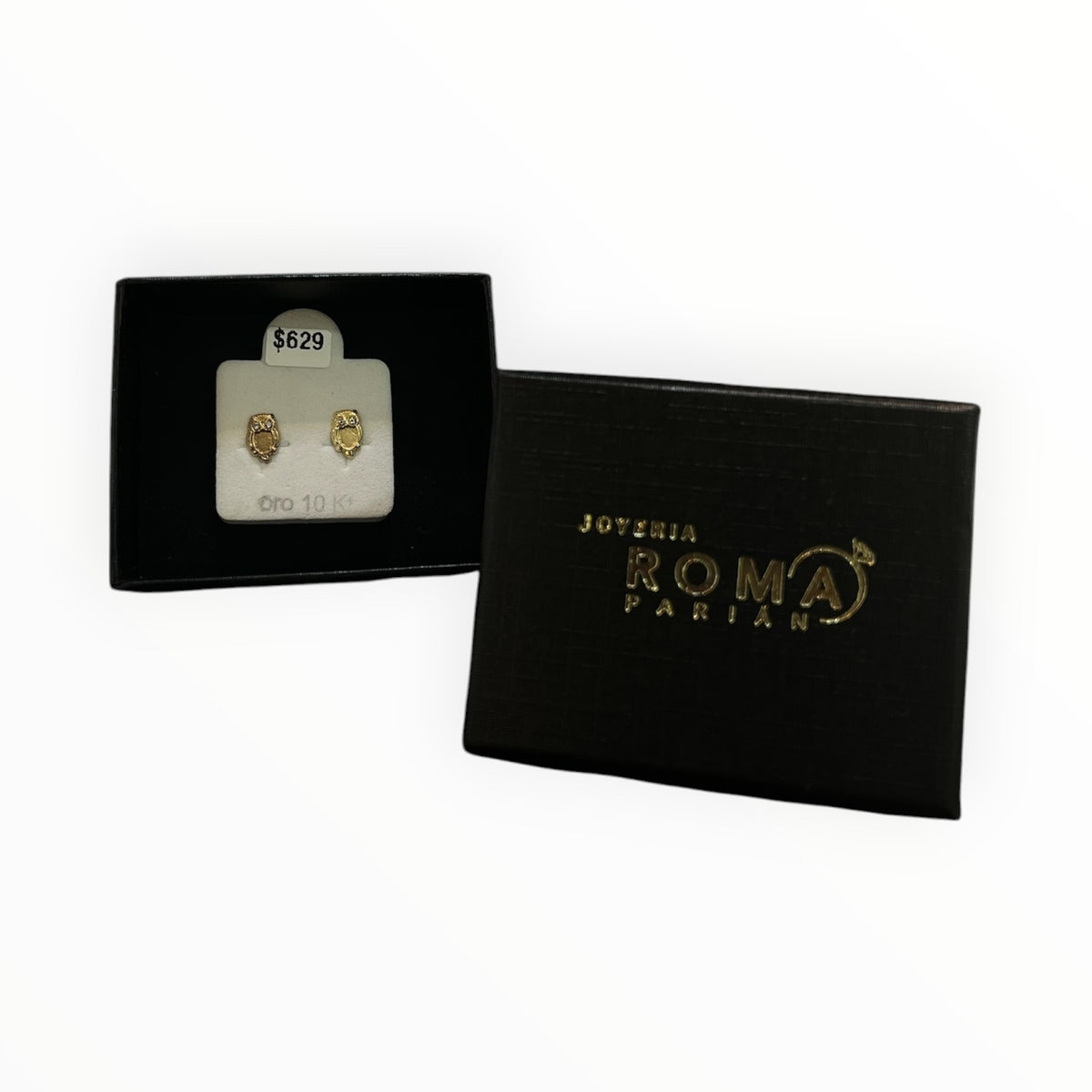 Broqueles Búho con Zirconias Oro 10K