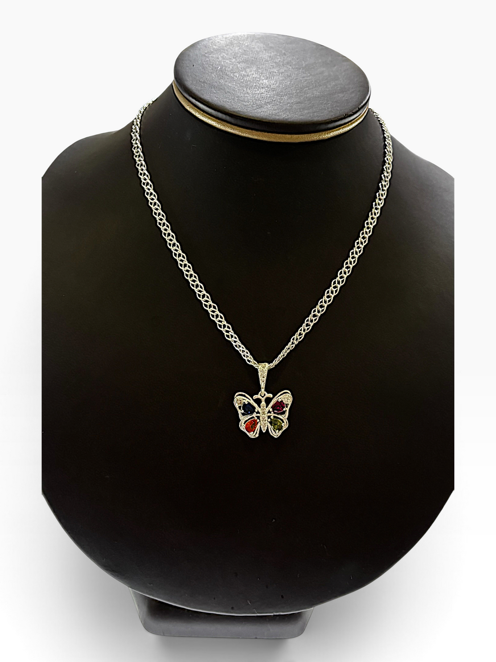 Dije Mariposa con Zirconias de Colores — Plata .925
