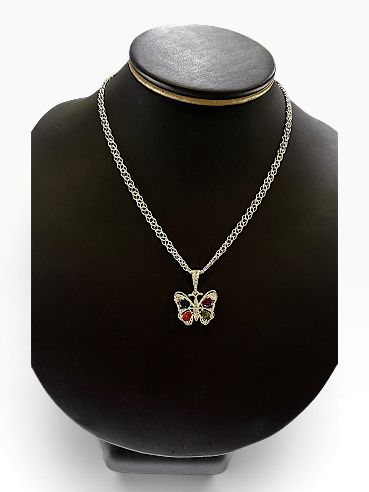 Dije Mariposa con Zirconias de Colores — Plata .925