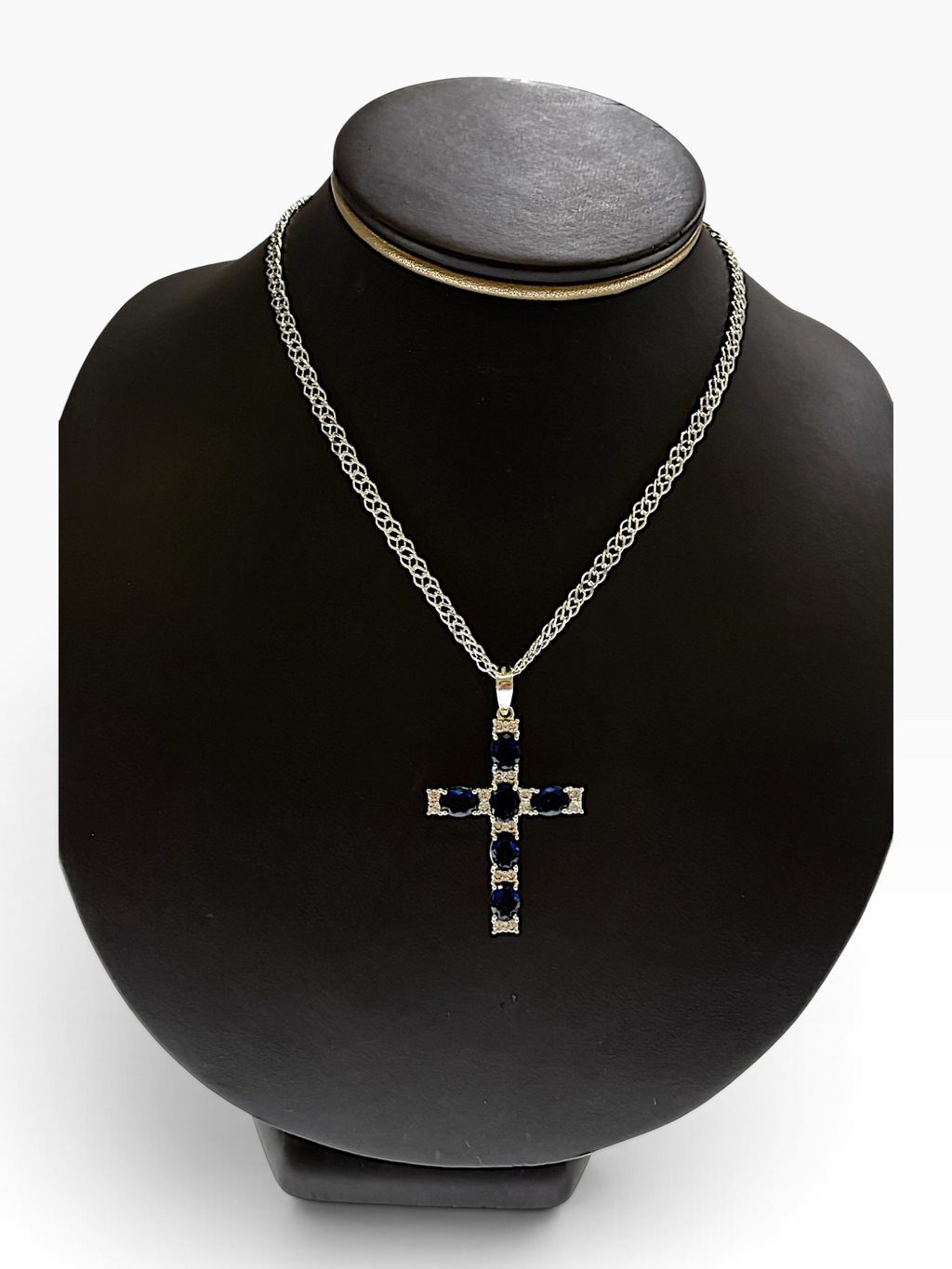 Cruz con Zirconias Azules — Plata .925