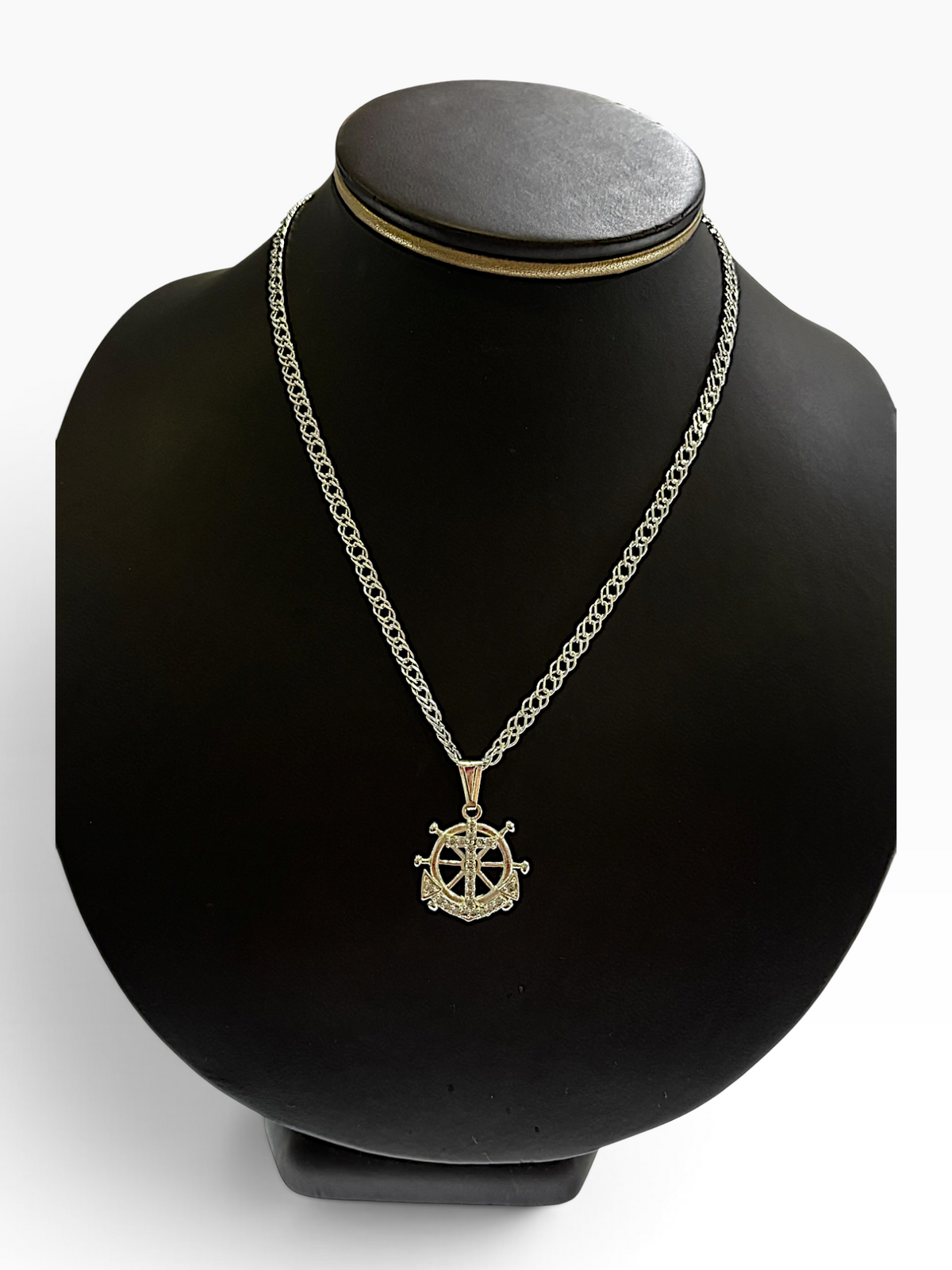 Dije Timón con Ancla y Zirconias — Plata .925