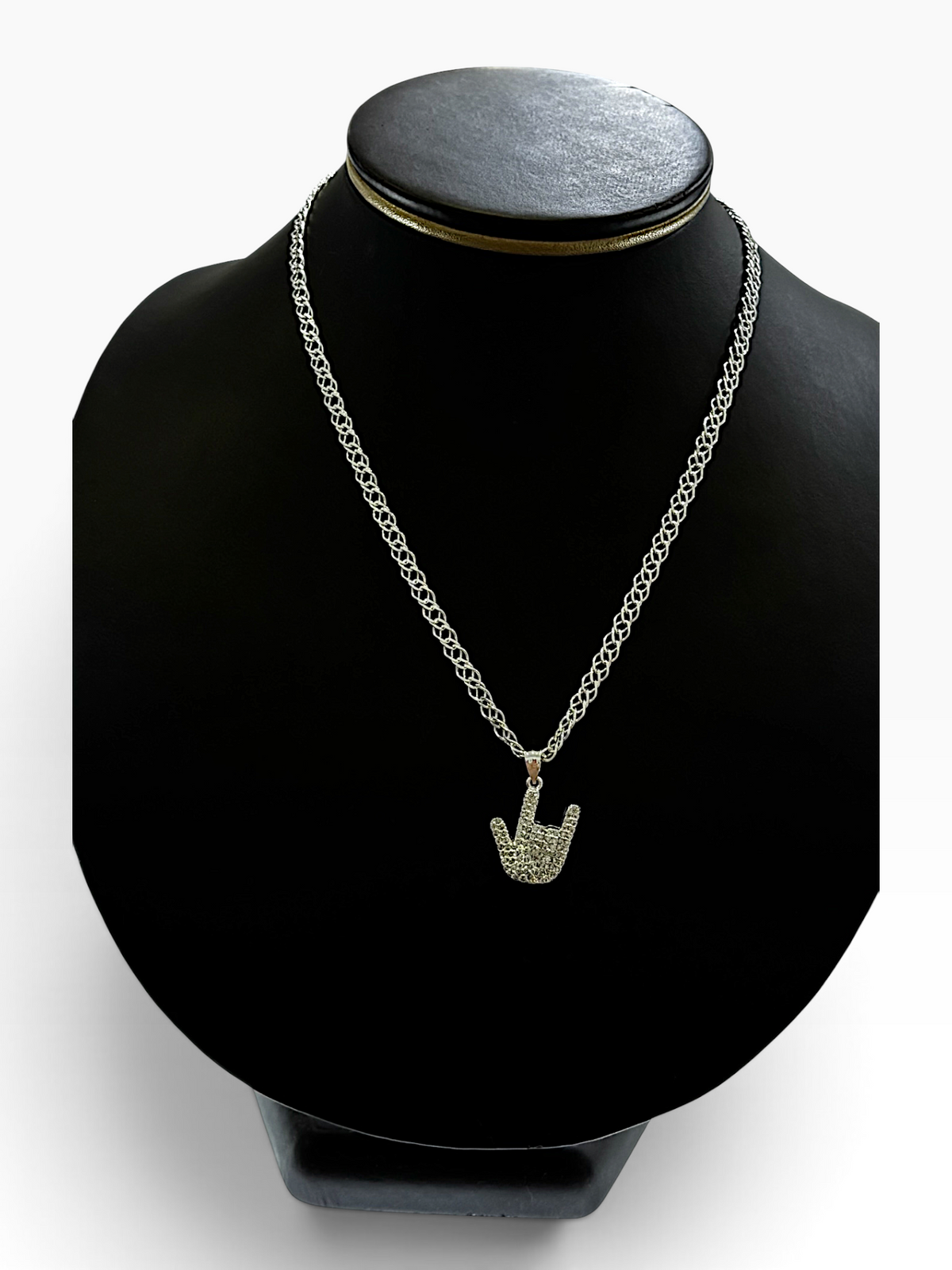 Dije Mano Rockera con Zirconias — Plata .925