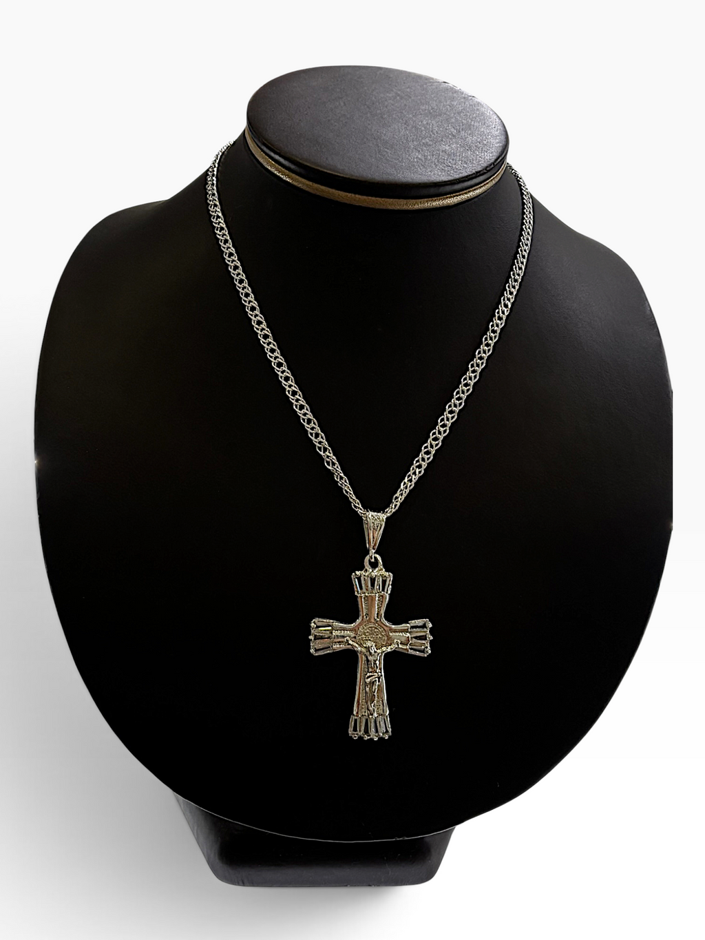 Cruz Crucifijo con Zirconias Baguette — Plata .925