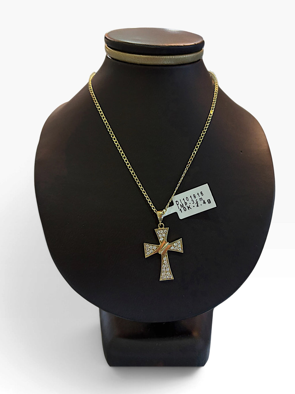 Dije de Cruz con Zirconias de Oro 10K