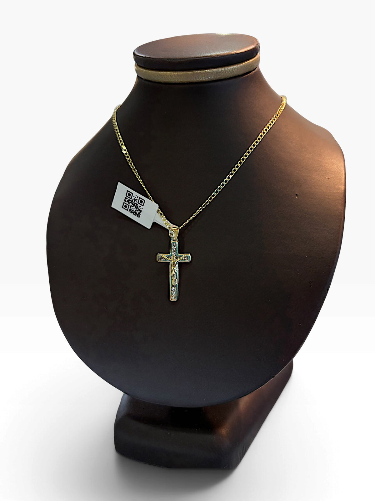 Dije de Crucifijo con Zirconias de Oro 10K