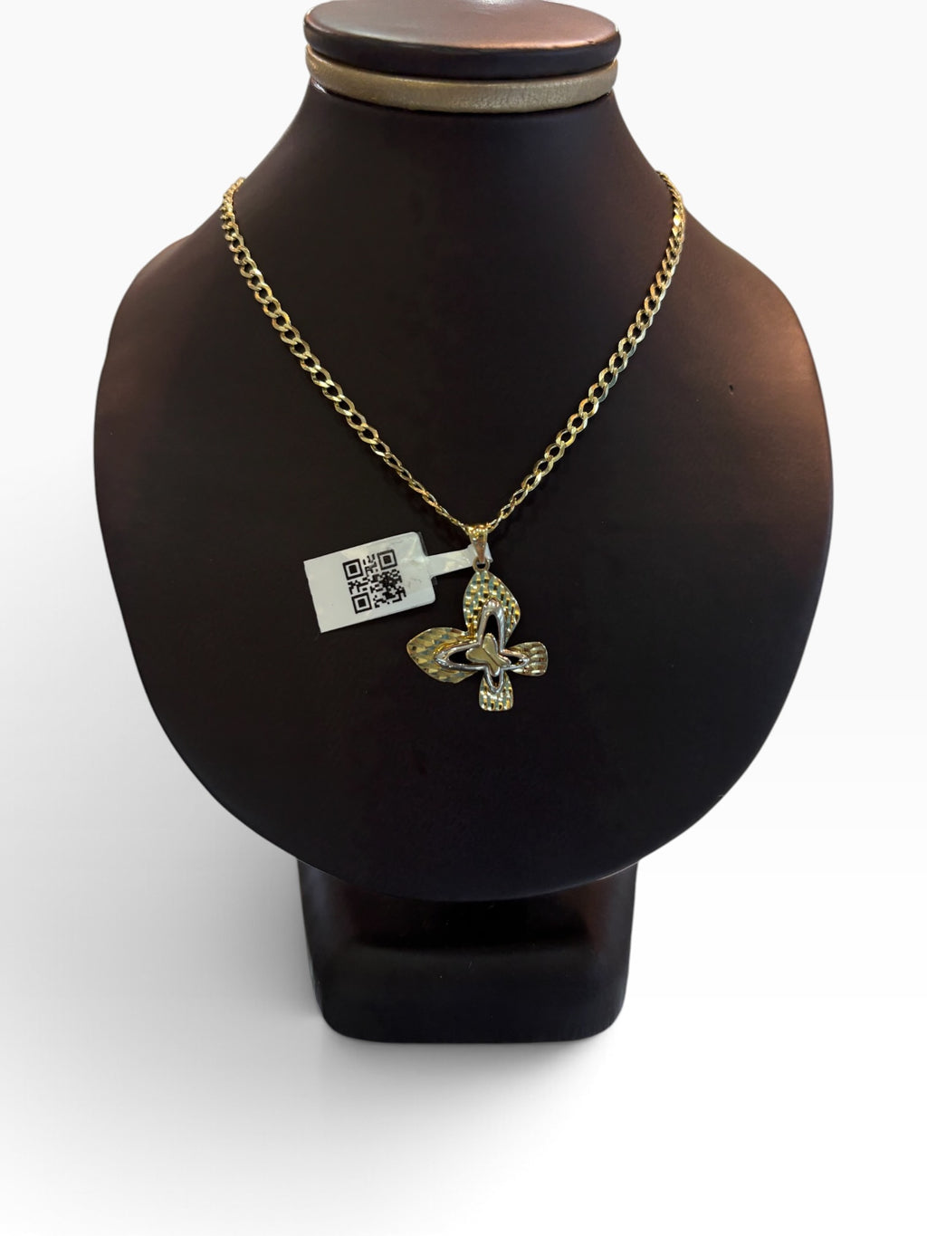 Dije Mariposa Tricolor Diamantado Oro 10K