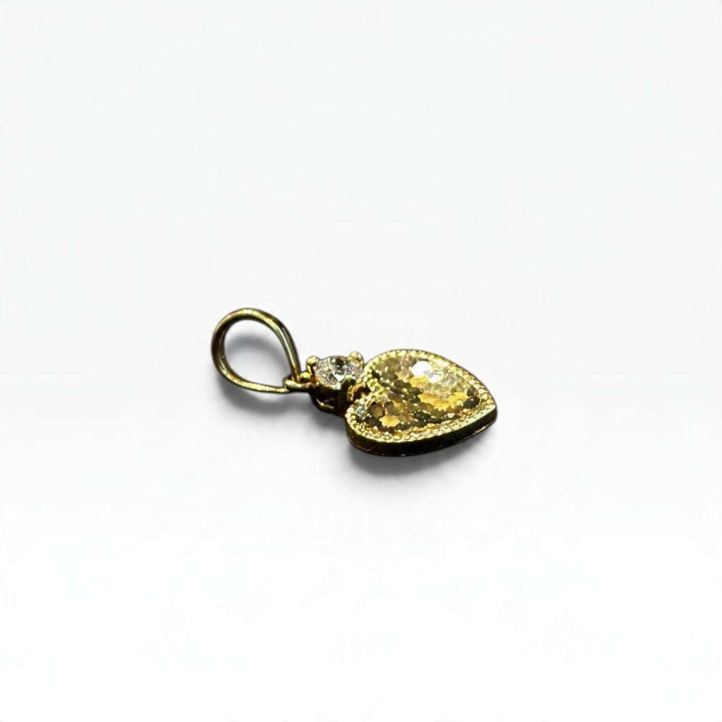 Mini Dije Corazón Dos Tonos con Zirconia Oro 10K