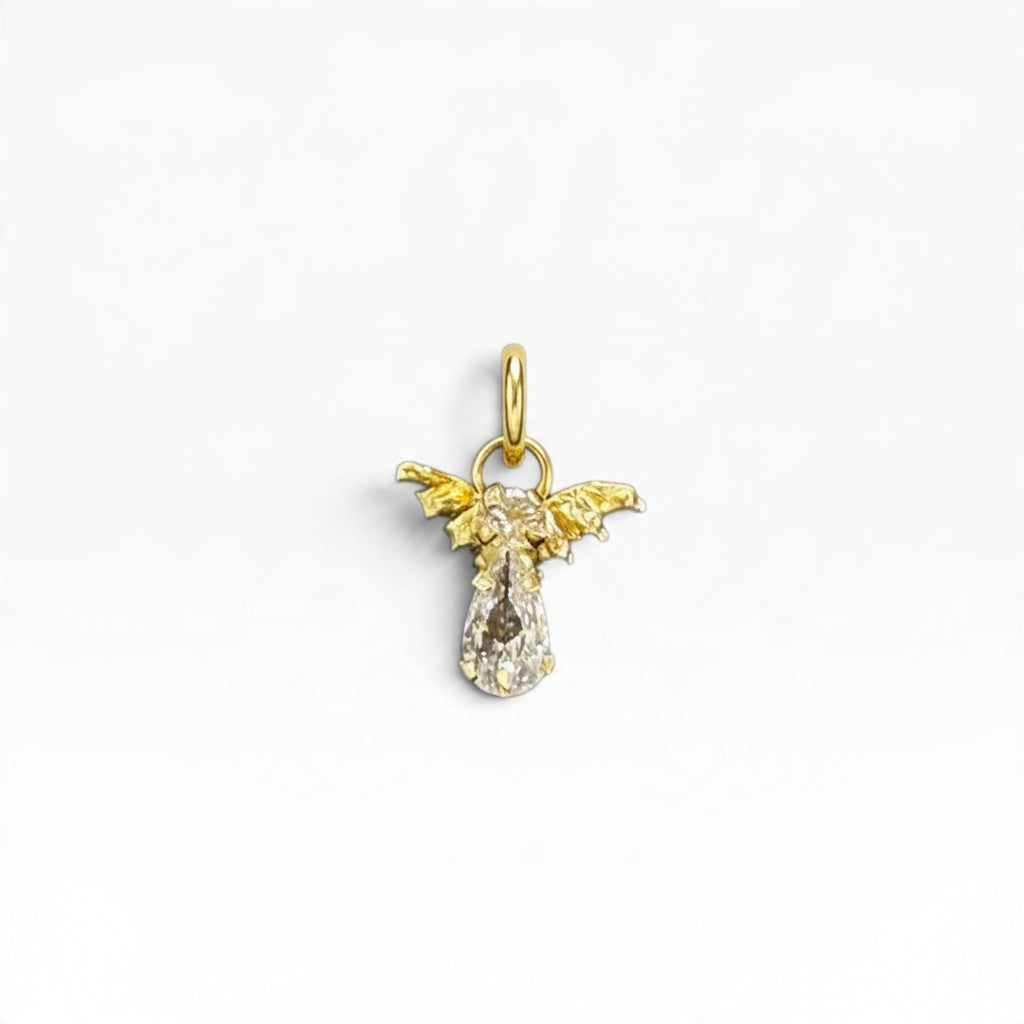 Mini Dije Ángel con Zirconia Oro 10K