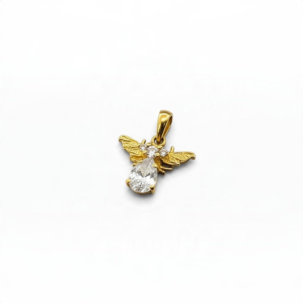 Mini Dije Ángel con Zirconia Oro 10K
