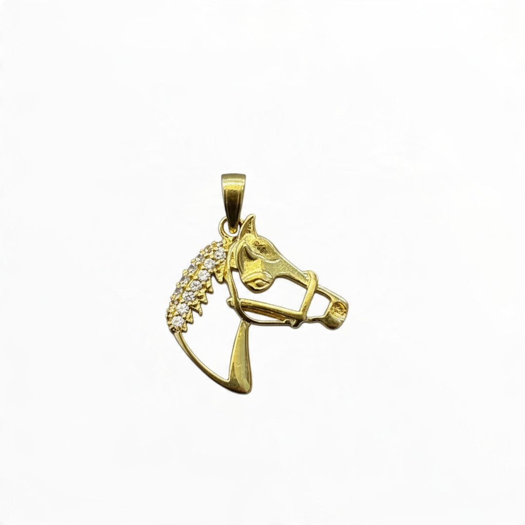 Dije Cabeza de Caballo con Zirconias Oro 10K
