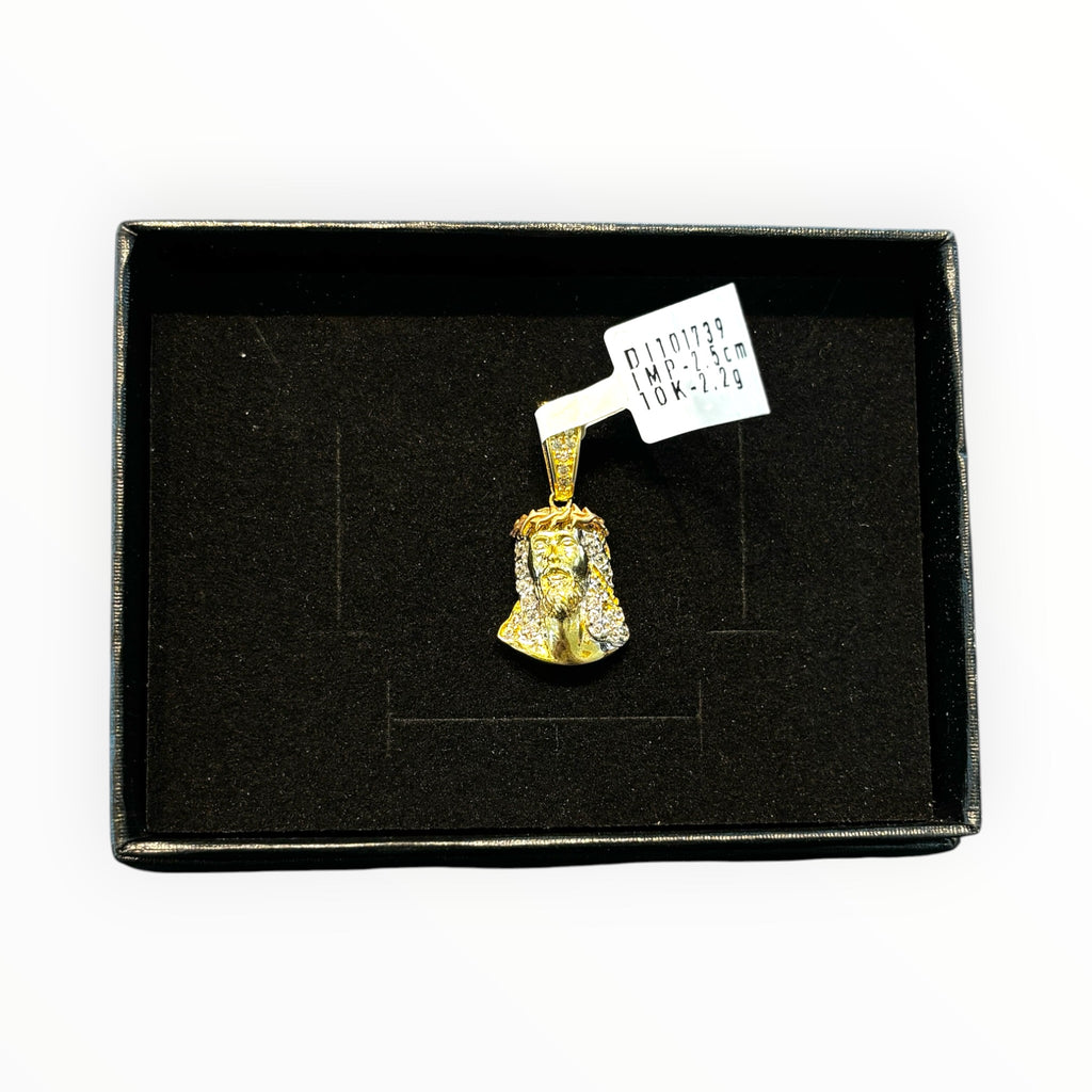 Dije Rostro de Cristo Tricolor con Zirconias Oro 10K