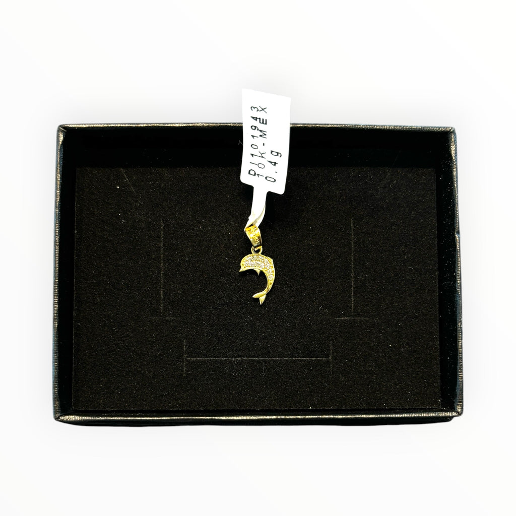 Mini Dije Delfín con Zirconias Oro 10K