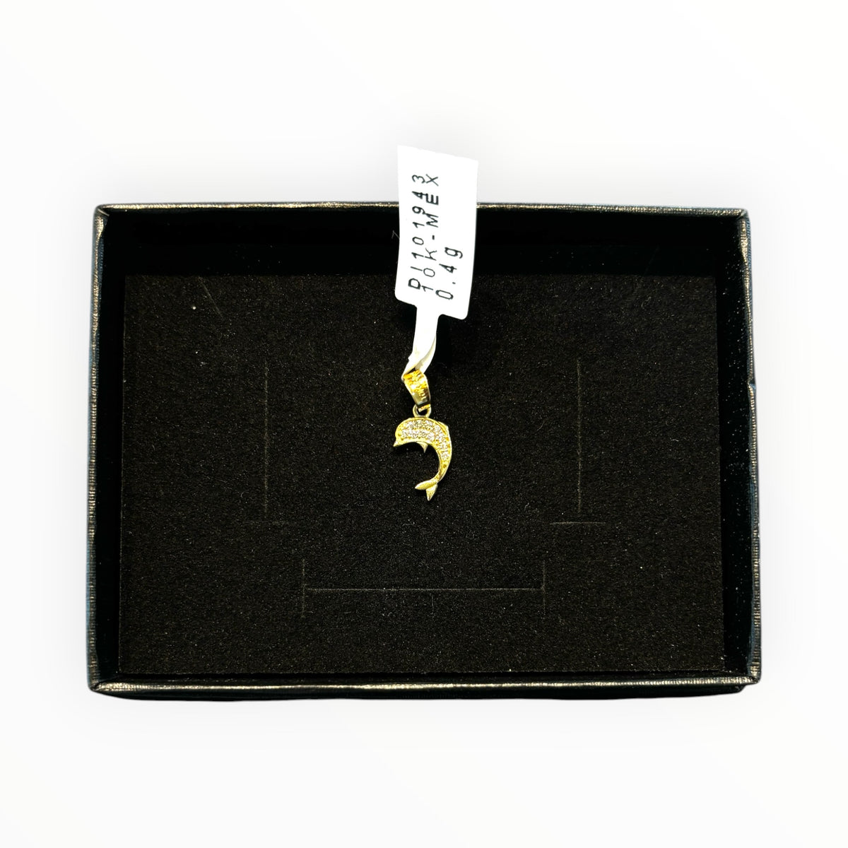Mini Dije Delfín con Zirconias Oro 10K