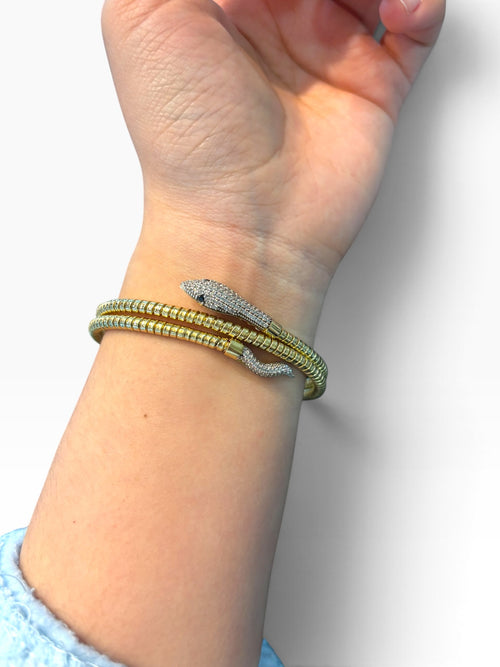 Aro Víbora con Zirconias Oro 10K