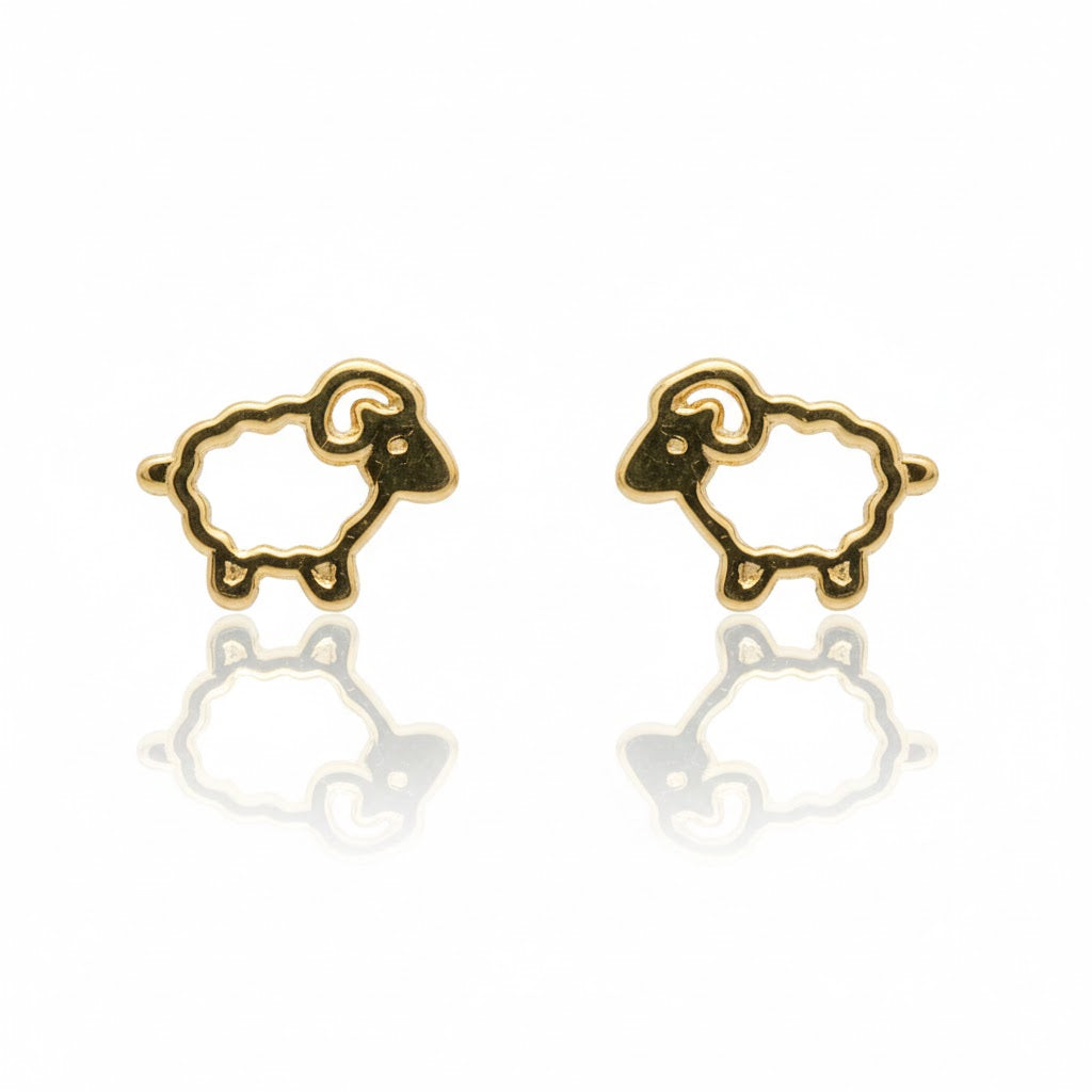 Broquel Borreguito en oro 10K de Joyería ROMA, diseño delicado con detalles de oveja en la imagen.