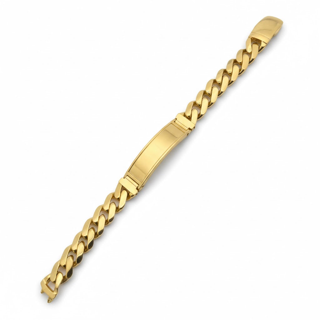 Esclava cubana de oro 10K de 21 cm con diseño detallado, joyería ROMA, visible en la imagen.