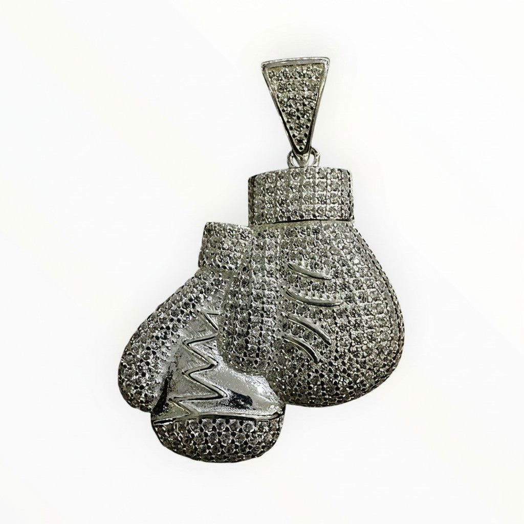 Dije Guantes de Box con Zirconias — Plata .925