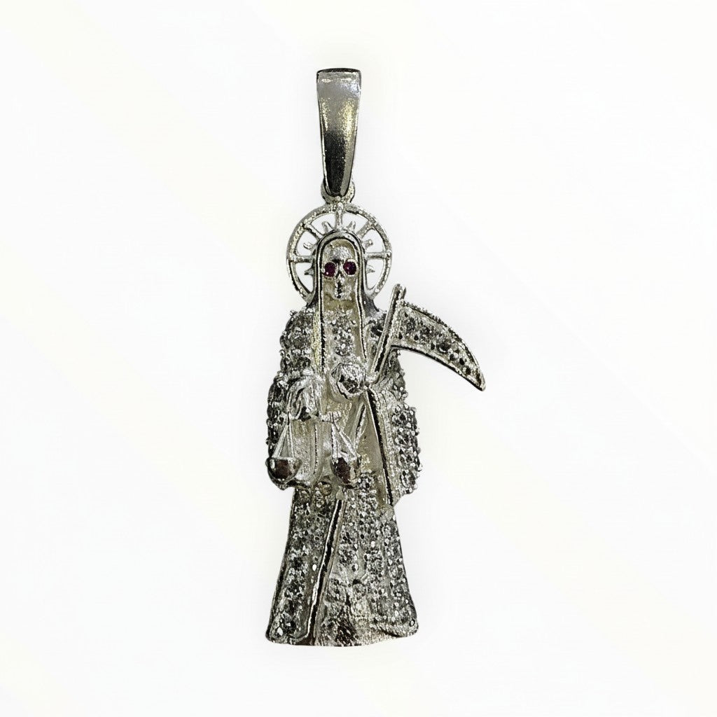 Dije Santa Muerte con Zirconias — Plata .925