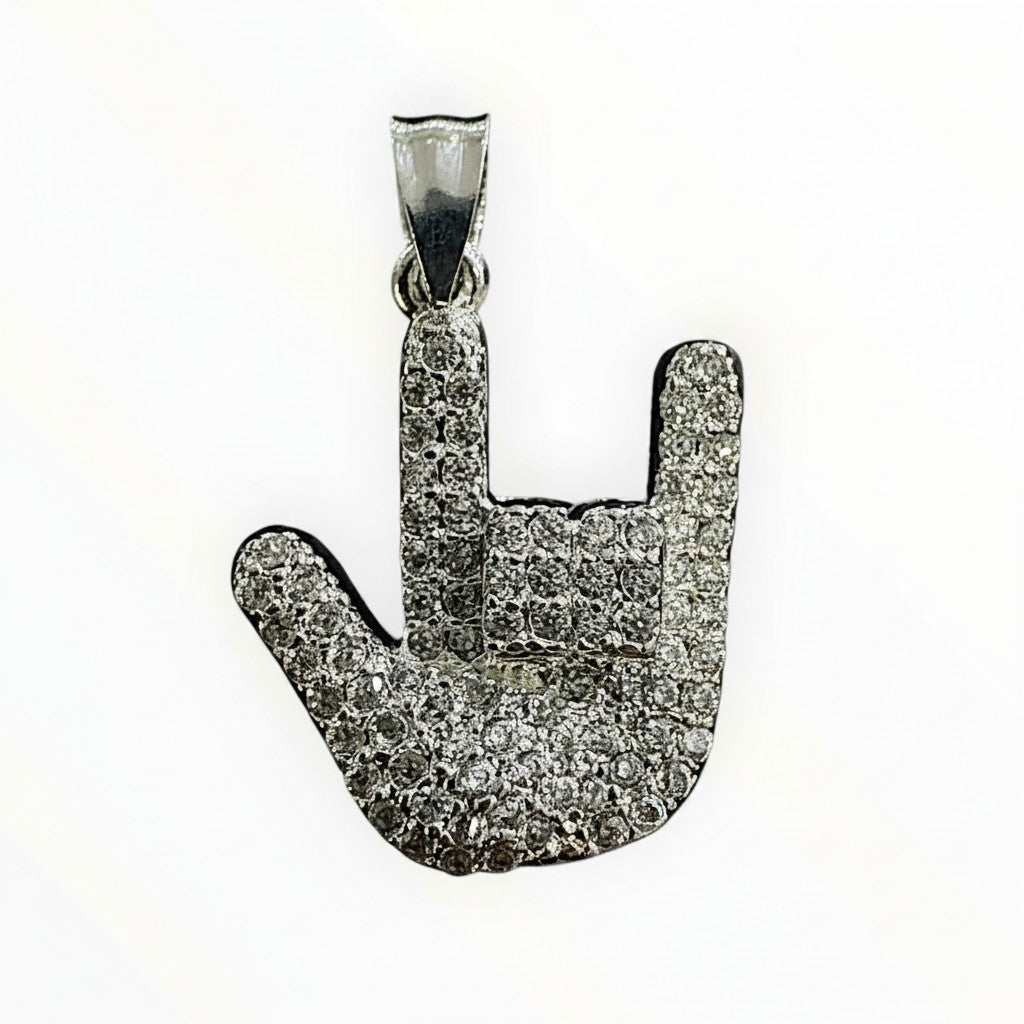 Dije Mano Rockera con Zirconias — Plata .925