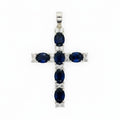 Cruz con Zirconias Azules — Plata .925