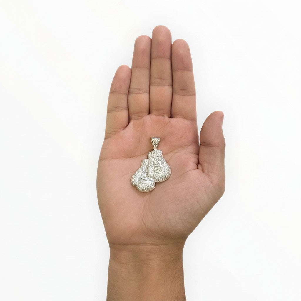 Dije Guantes de Box con Zirconias — Plata .925