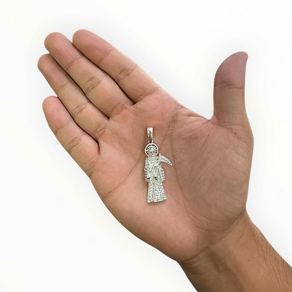Dije Santa Muerte con Zirconias — Plata .925