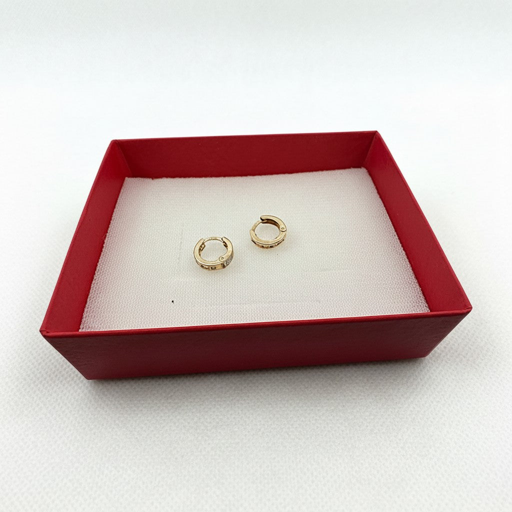 Aretes Huggie Mini con Zirconias — Oro 10K