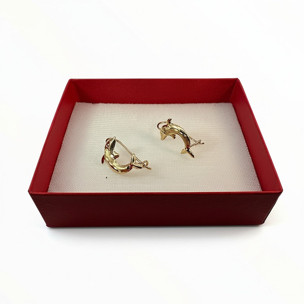 Aretes Delfín — Oro 10K
