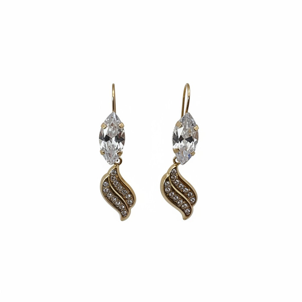 Aretes Ondulados con Zirconias — Oro 10K