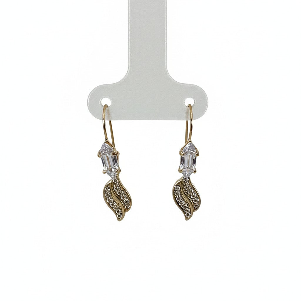 Aretes Ondulados con Zirconias — Oro 10K