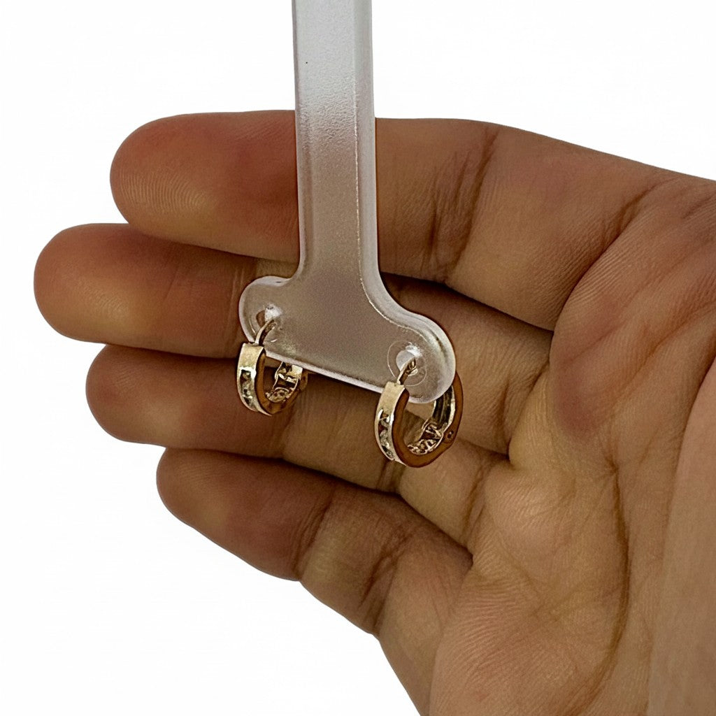 Aretes Huggie Mini con Zirconias — Oro 10K