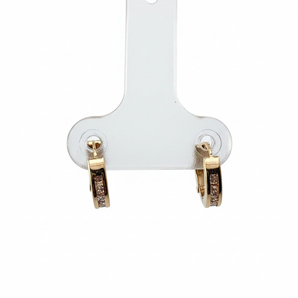 Aretes Huggie Mini con Zirconias — Oro 10K