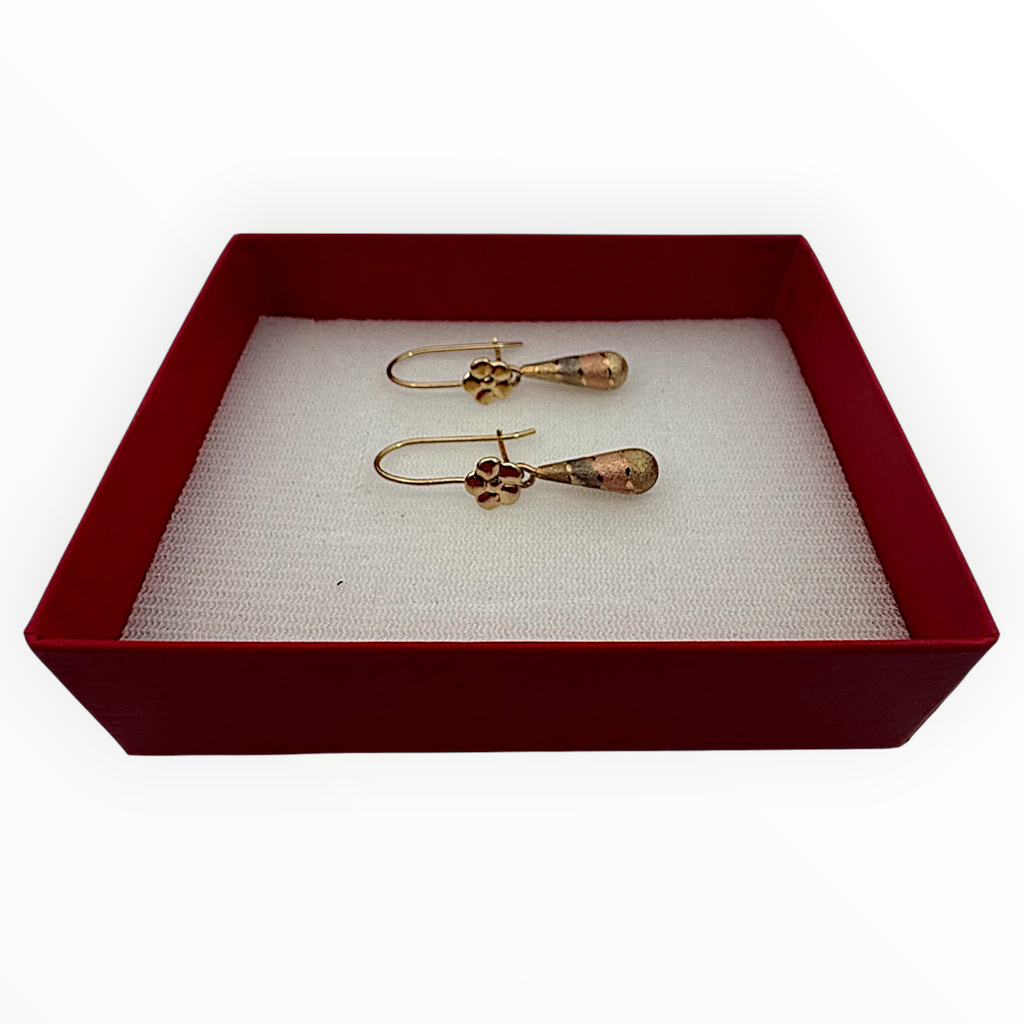 Aretes Largos Pensamiento de Oro 10K