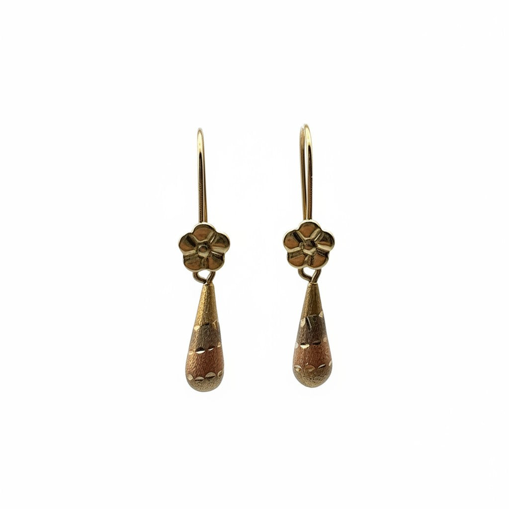 Aretes Largos Pensamiento de Oro 10K