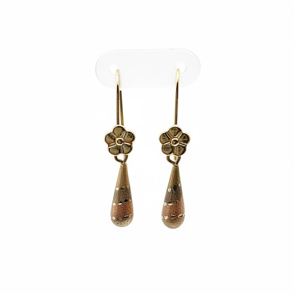 Aretes Largos Pensamiento de Oro 10K