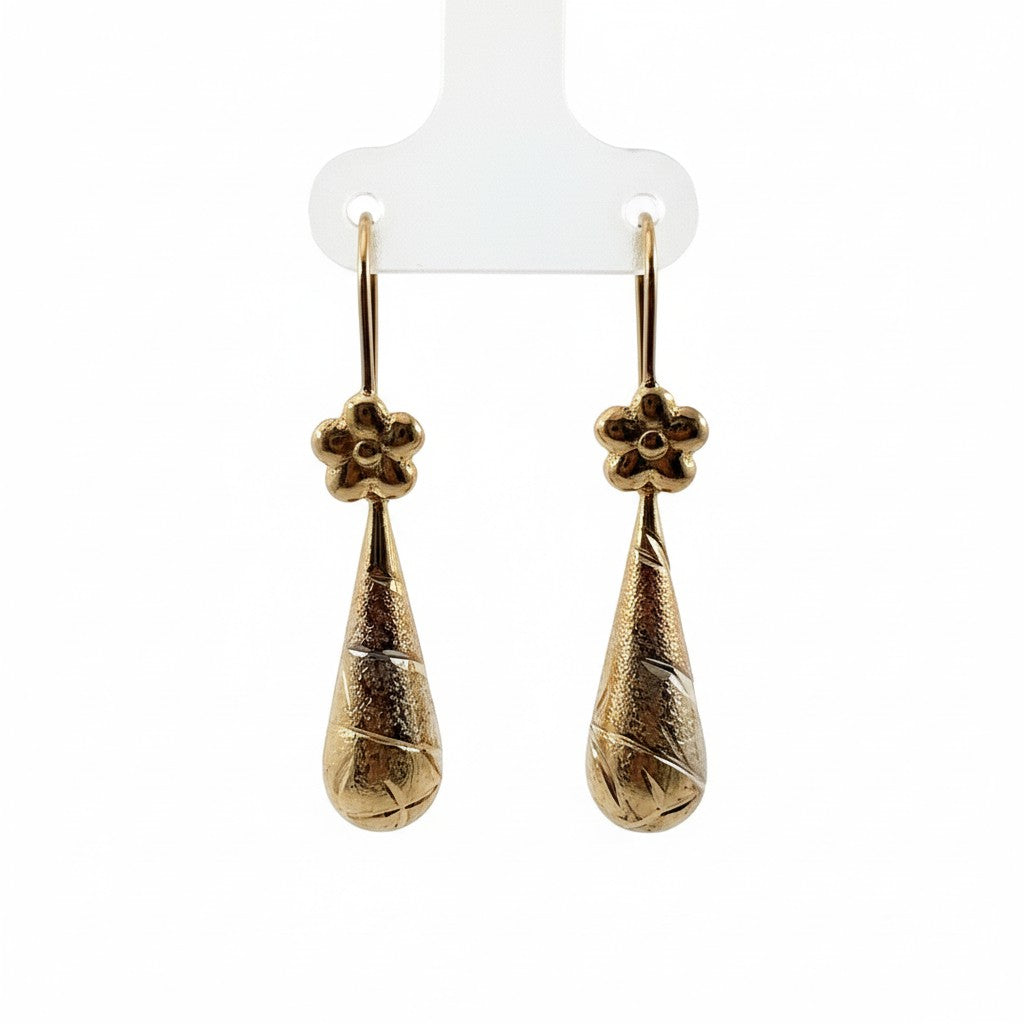 Aretes Largos Pensamiento de Oro 10K
