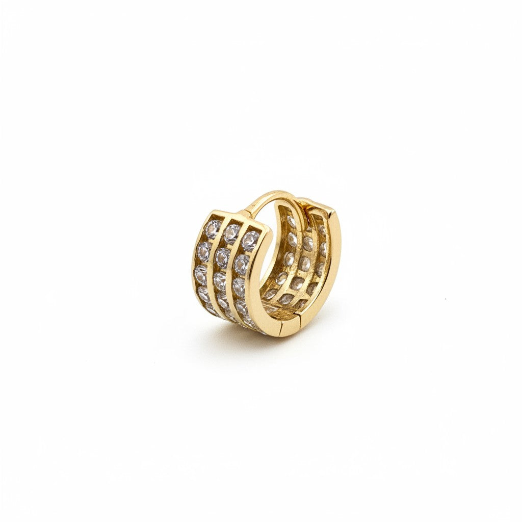 Aretes Huggie de Oro 10K con Zirconias