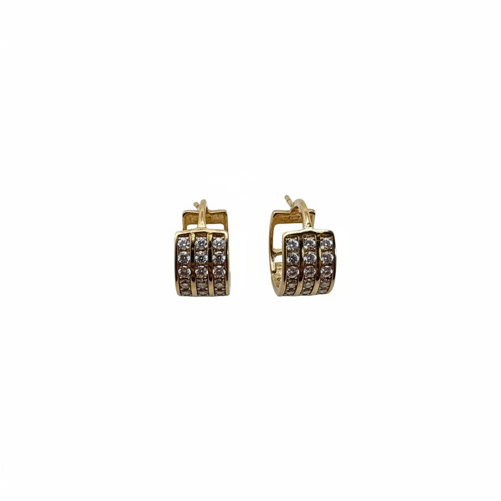 Aretes Huggie de Oro 10K con Zirconias